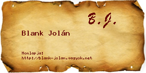 Blank Jolán névjegykártya